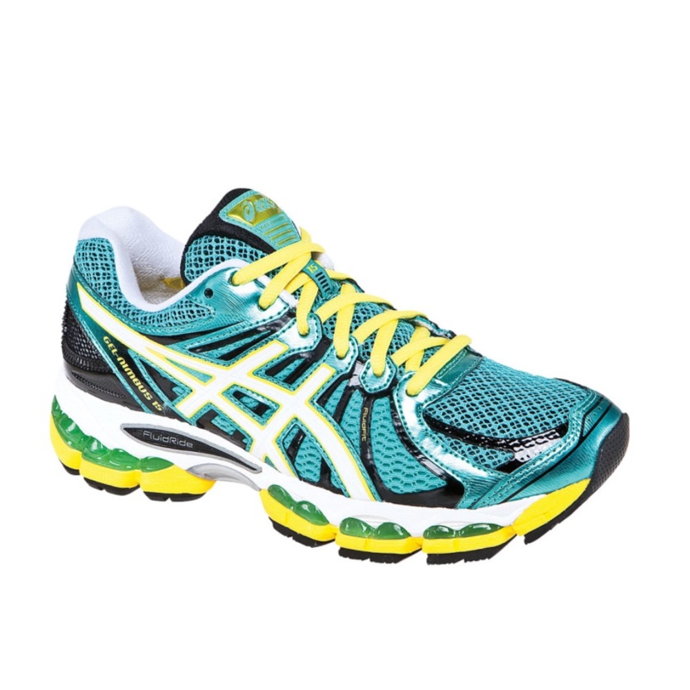 Asics Gel Nimbus 15 Teal and Yellow Women's Running Shoe
